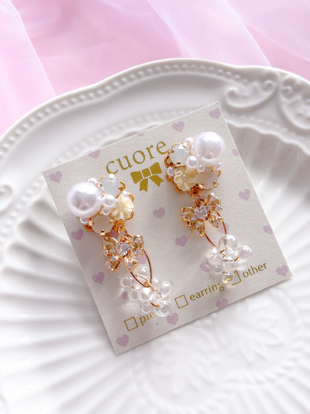 Cuore獨家｜白珍珠蝴蝶結星夢耳環