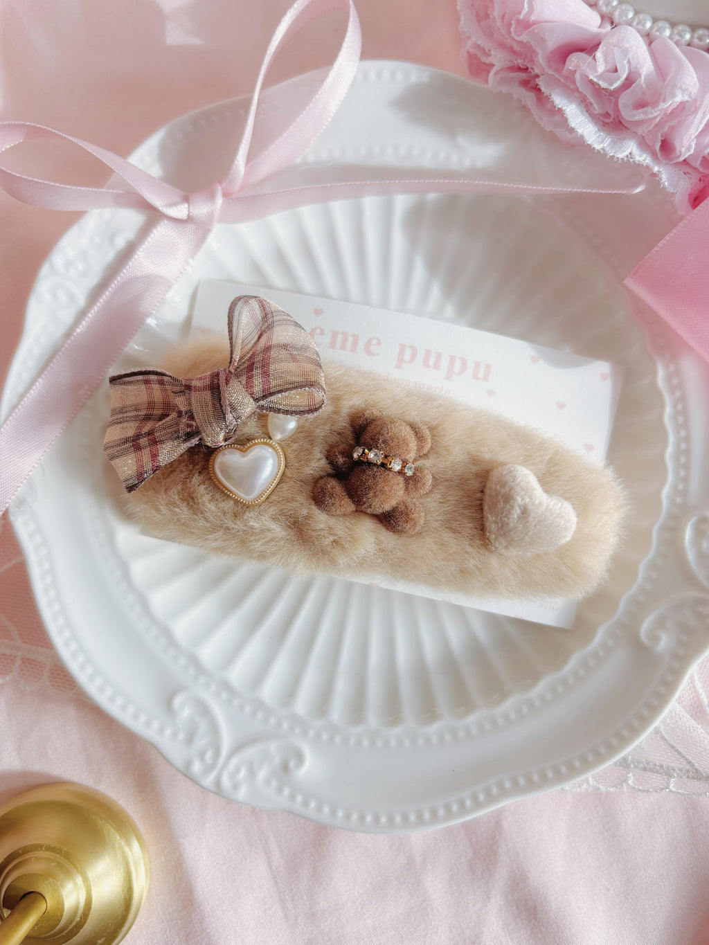 日本手工—可愛小熊毛毛髮夾