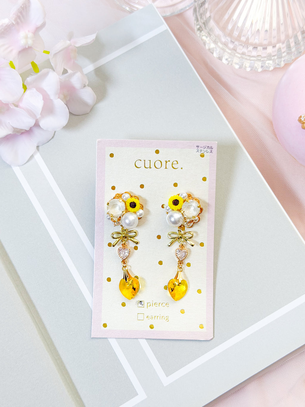Cuore 獨家｜ 太陽花水晶耳環