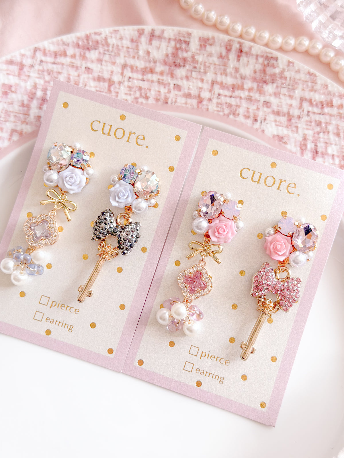 CUORE｜星光公主．玫瑰幸運鑰匙耳環