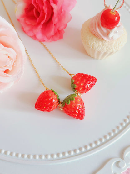 日本手工-可愛草莓頸鏈