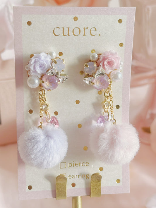 渲染雙色水晶蝴蝶結耳環