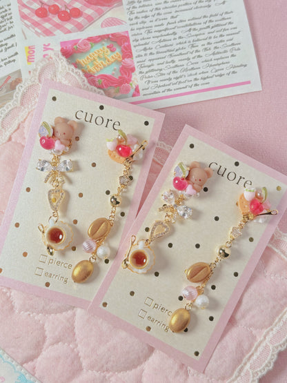 小熊下午茶咖啡耳環