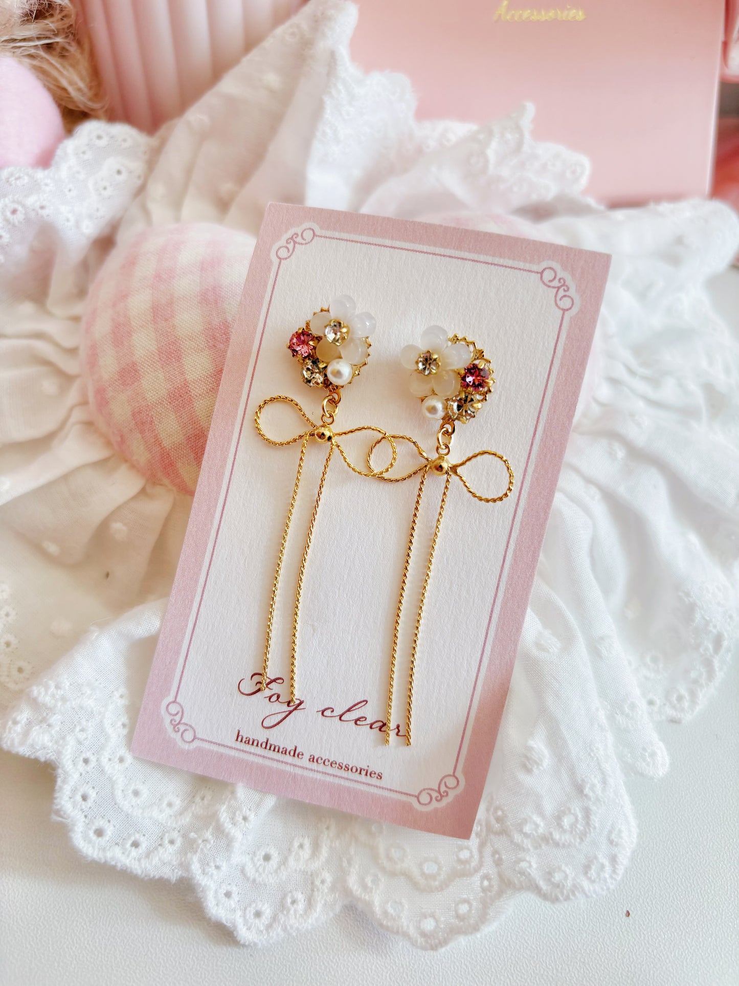 優雅簡約蝴蝶結花花耳環