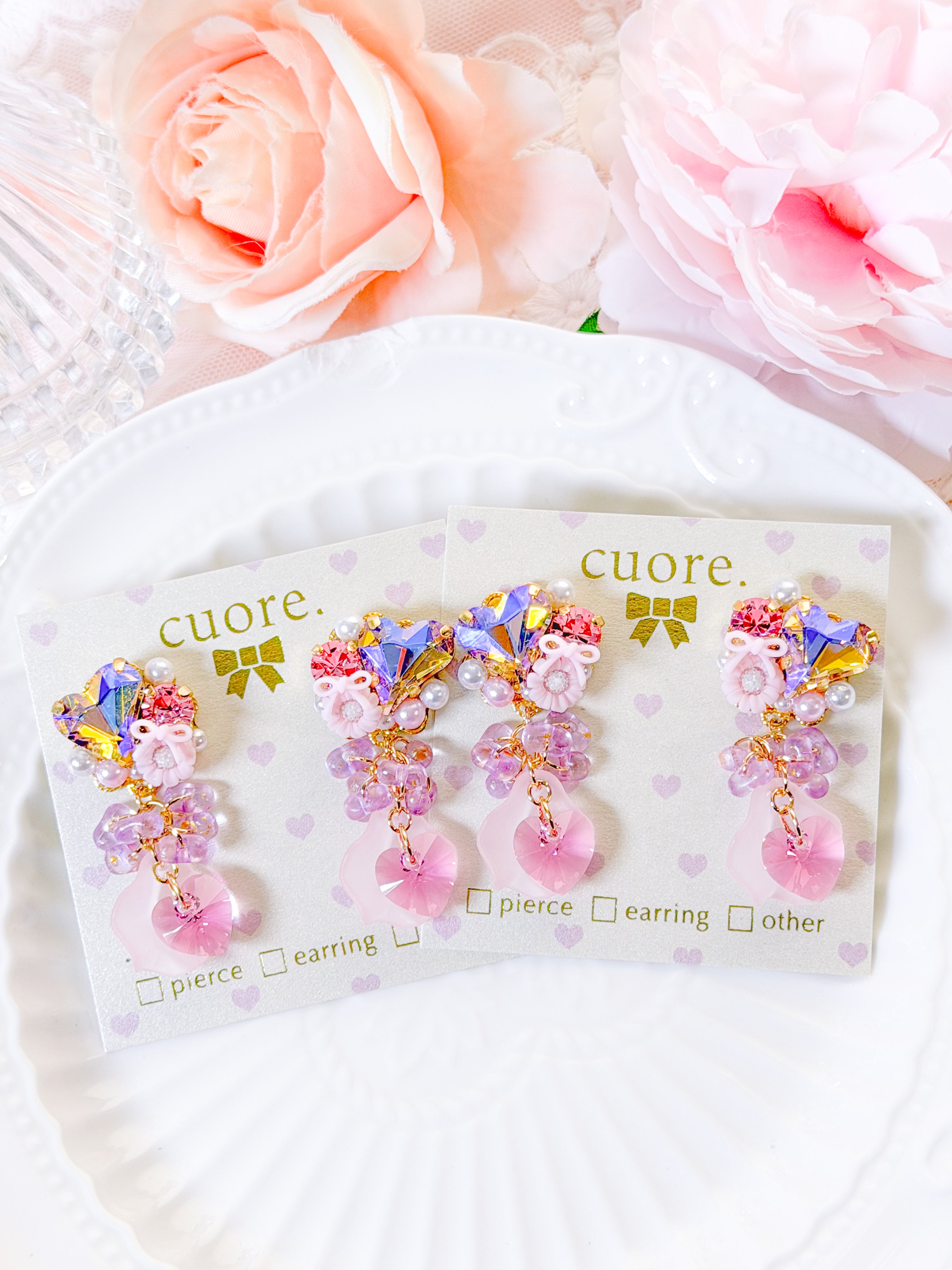 Cuore 獨家款｜ 輕奢水晶花瓣耳環