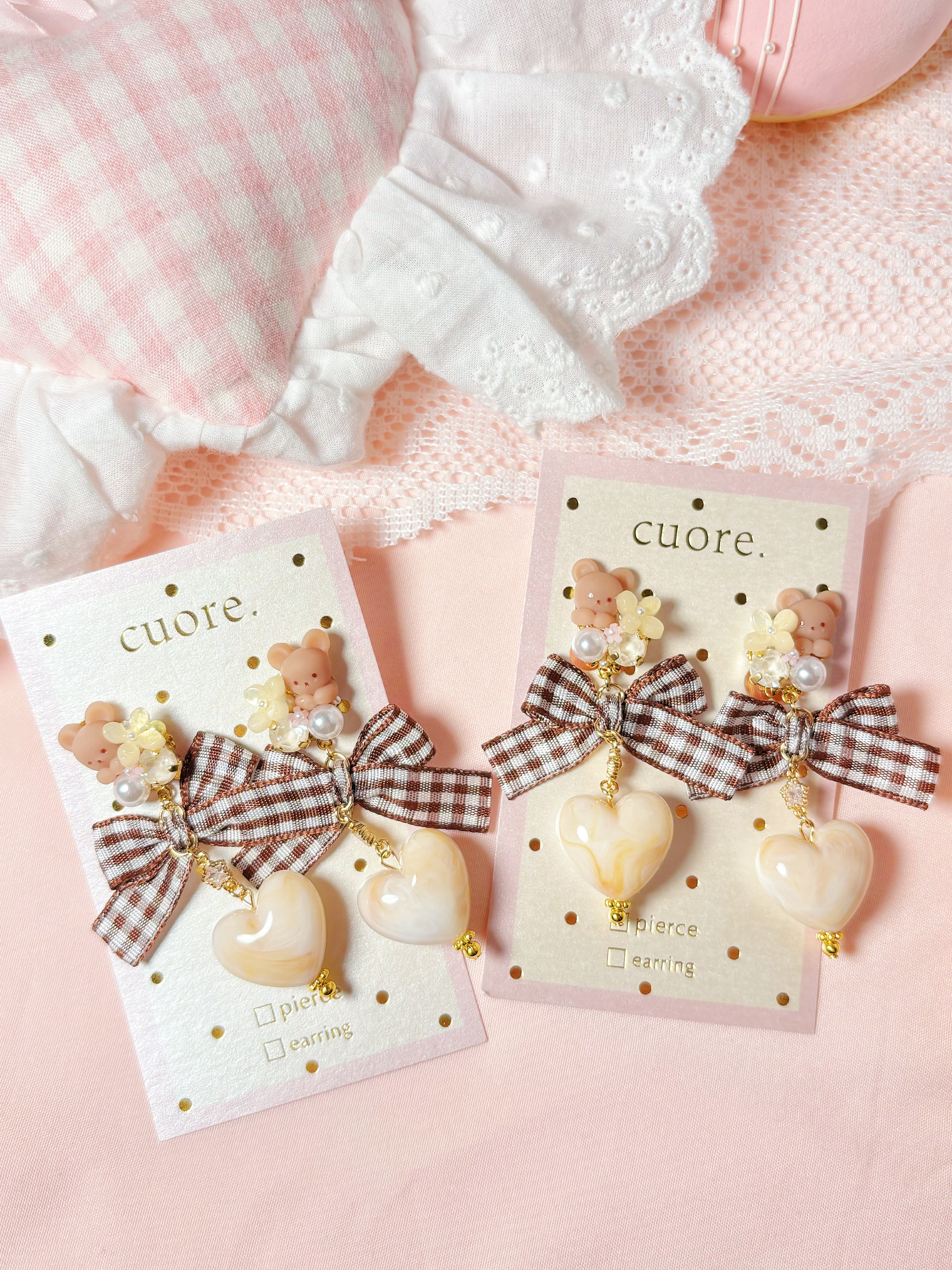 棕色小熊仔耳環|耳夾