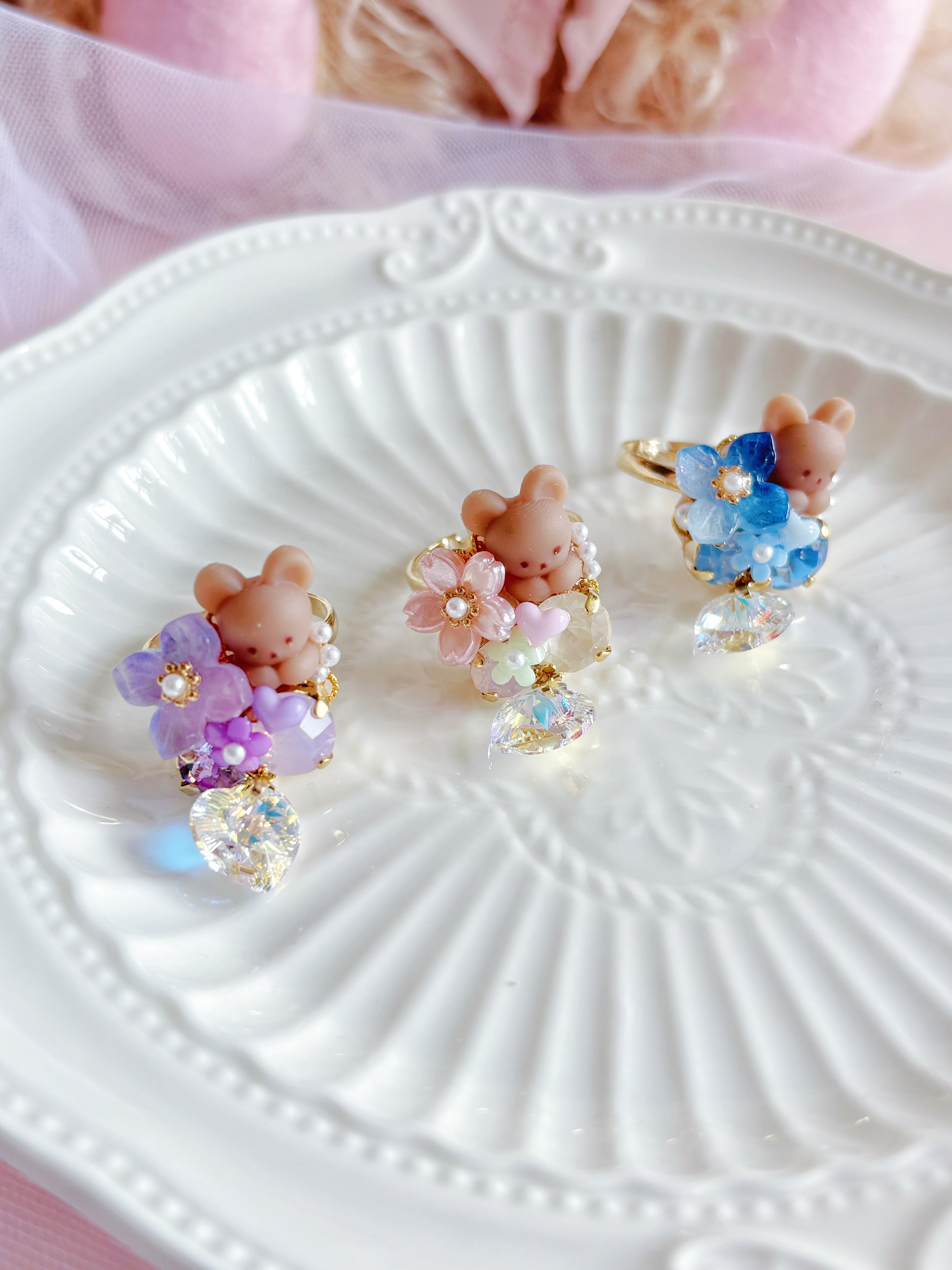 日本手工｜Cuore 小熊花花戒指