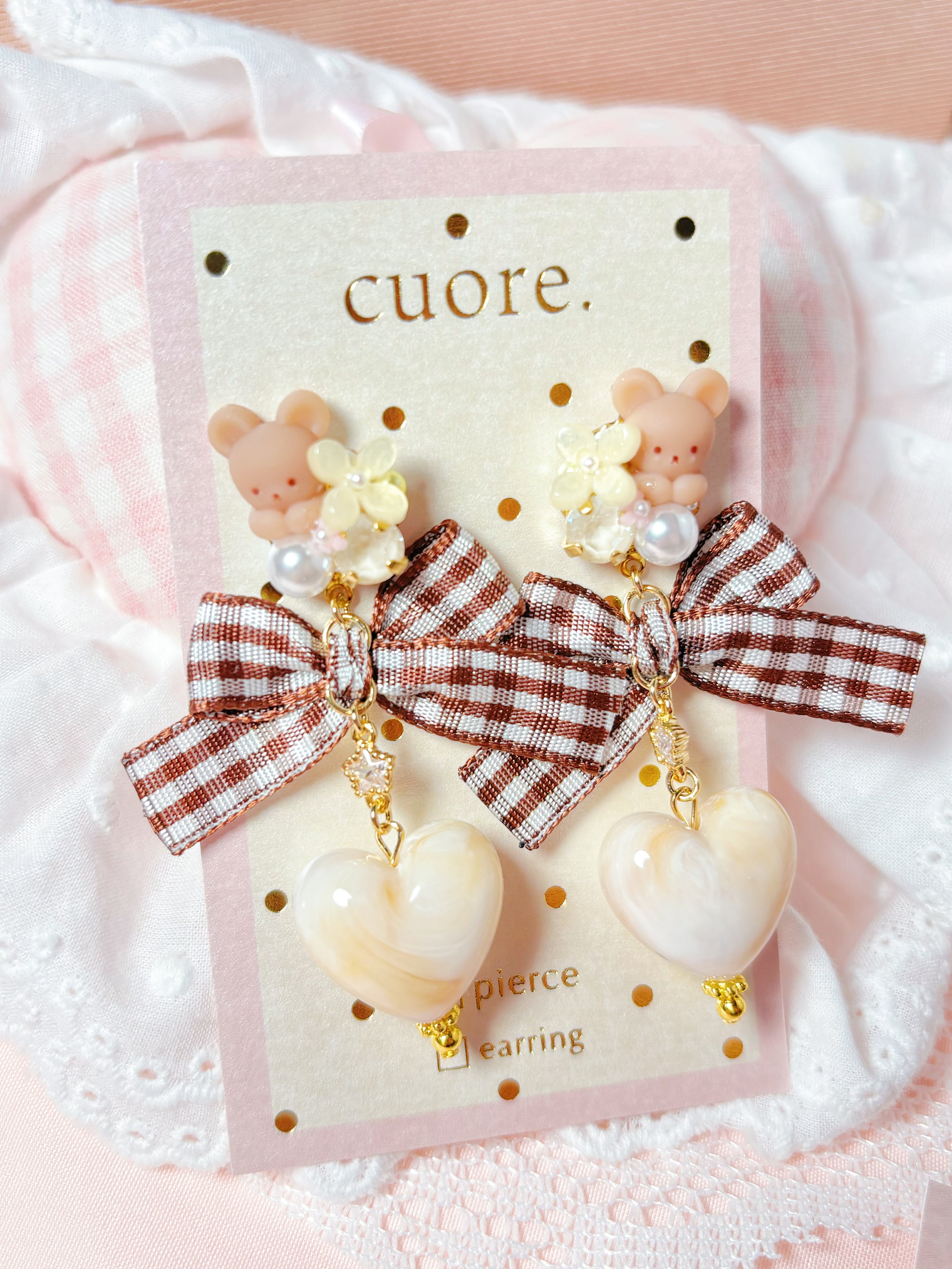 棕色小熊仔耳環|耳夾