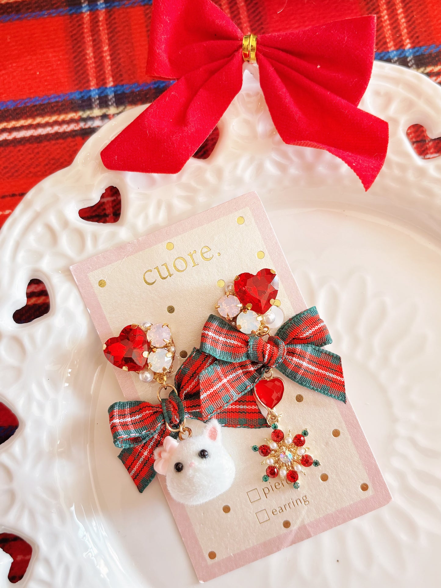 日本手工—聖誕小貓咪耳夾￼