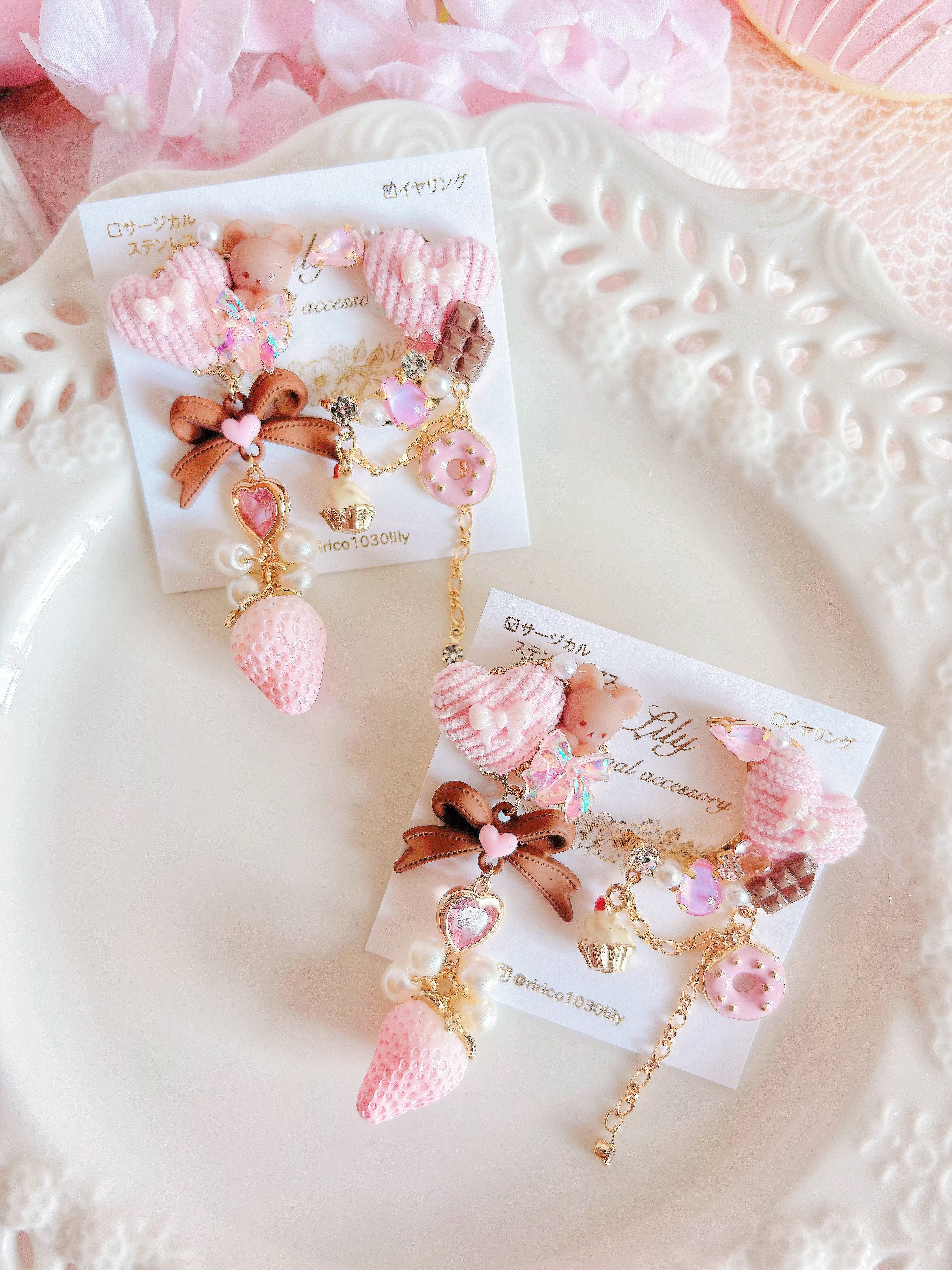 Lily -情人節小熊心心耳環