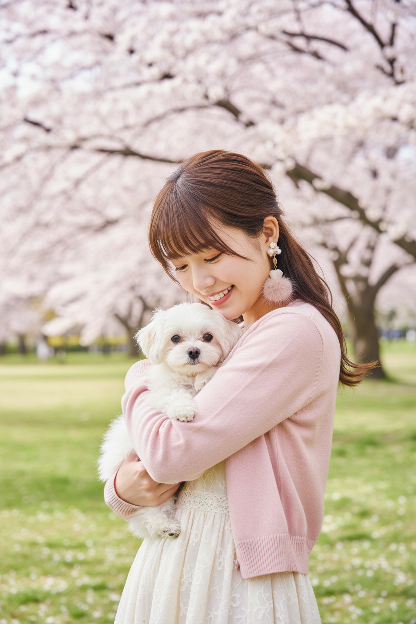 日本公園抱小狗場景1