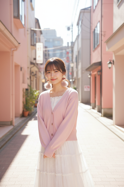 日本手工-冬日棕色水晶毛茸可愛耳環