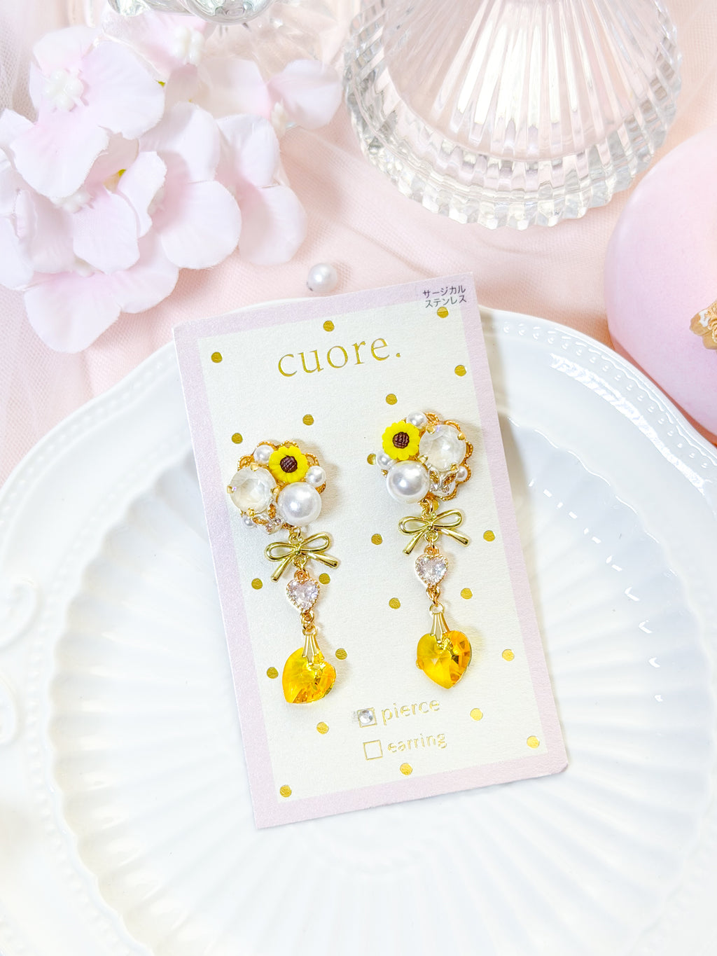 Cuore 獨家｜ 太陽花水晶耳環