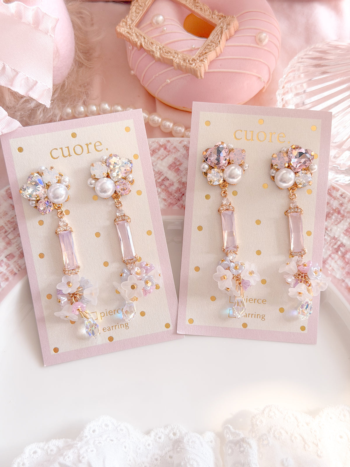 CUORE｜星光公主．珍珠水晶花園耳環
