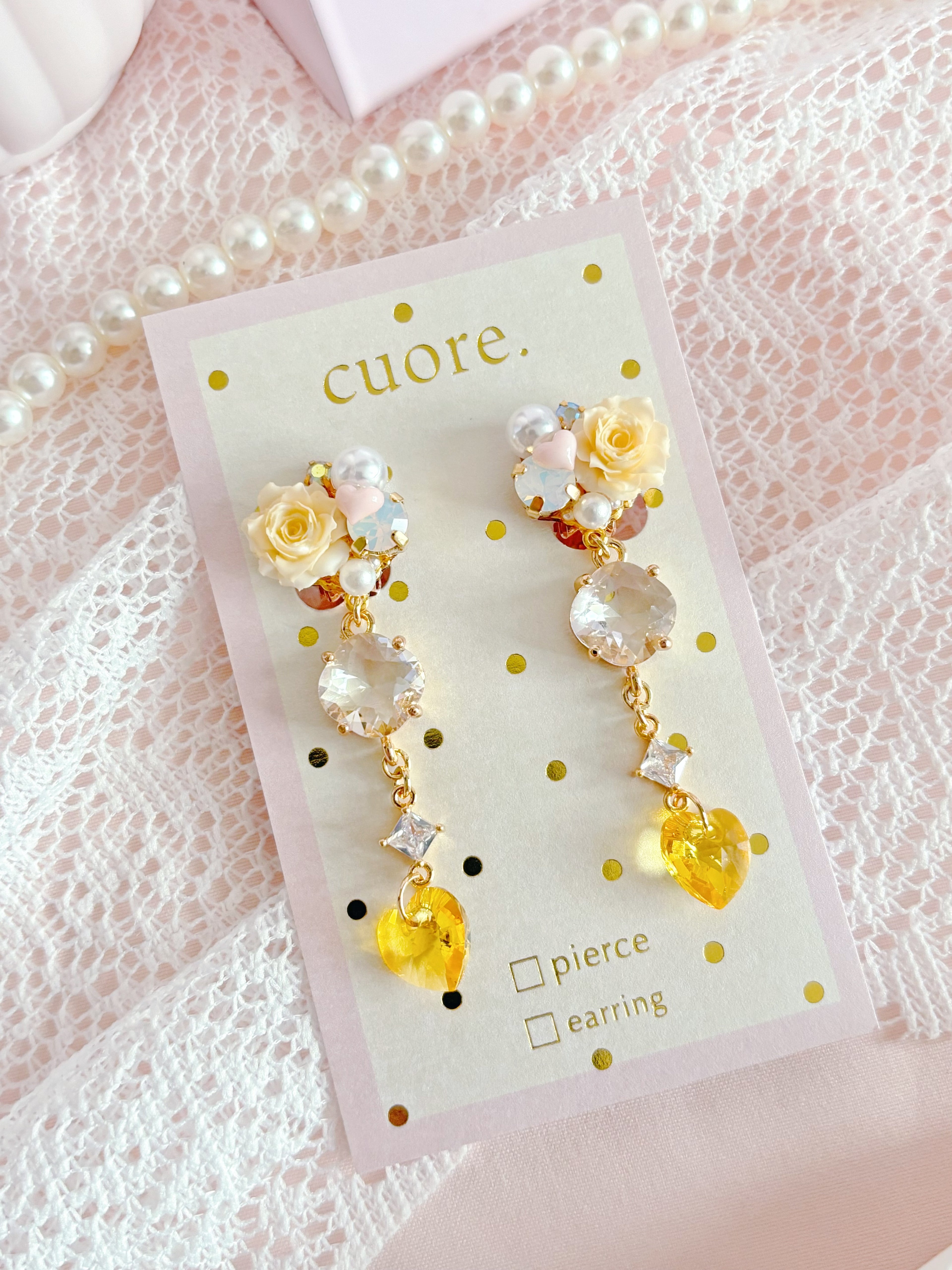 糖果色水晶花花耳環 (耳針/耳夾)