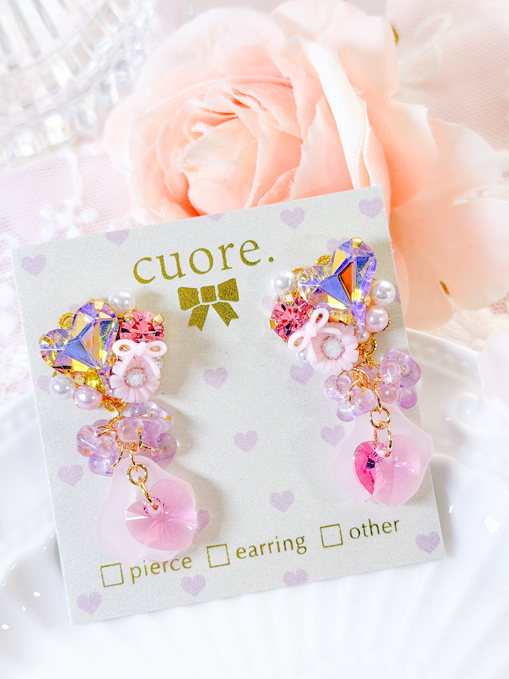 Cuore 獨家款｜ 輕奢水晶花瓣耳環