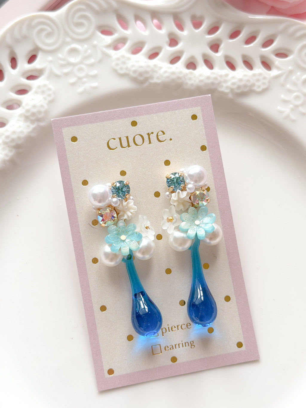 Cuore 獨家｜琉璃水滴珍珠耳環