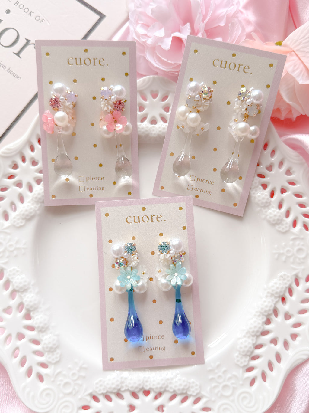 Cuore 獨家｜琉璃水滴珍珠耳環