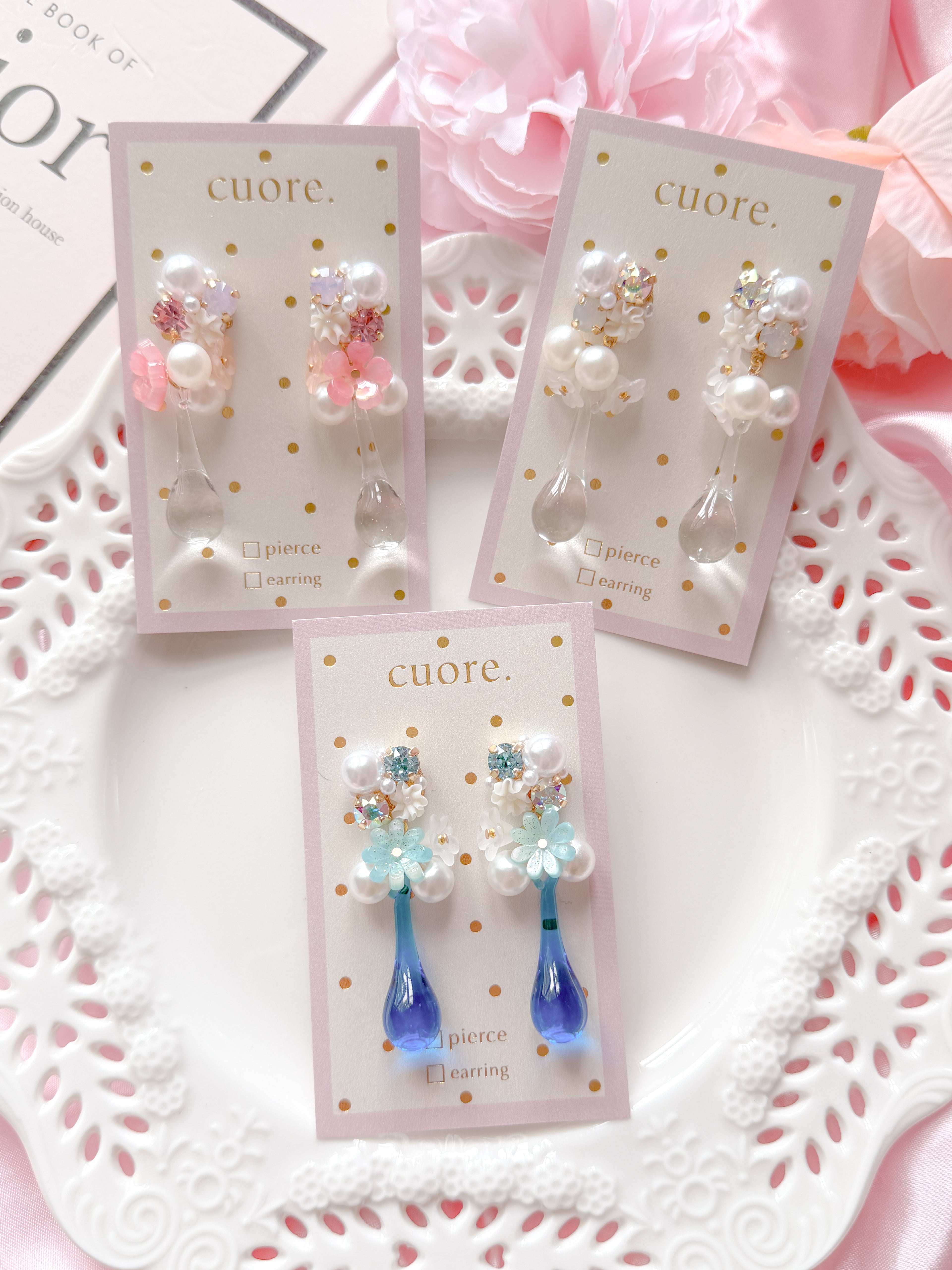 Cuore 獨家｜琉璃水滴珍珠耳環