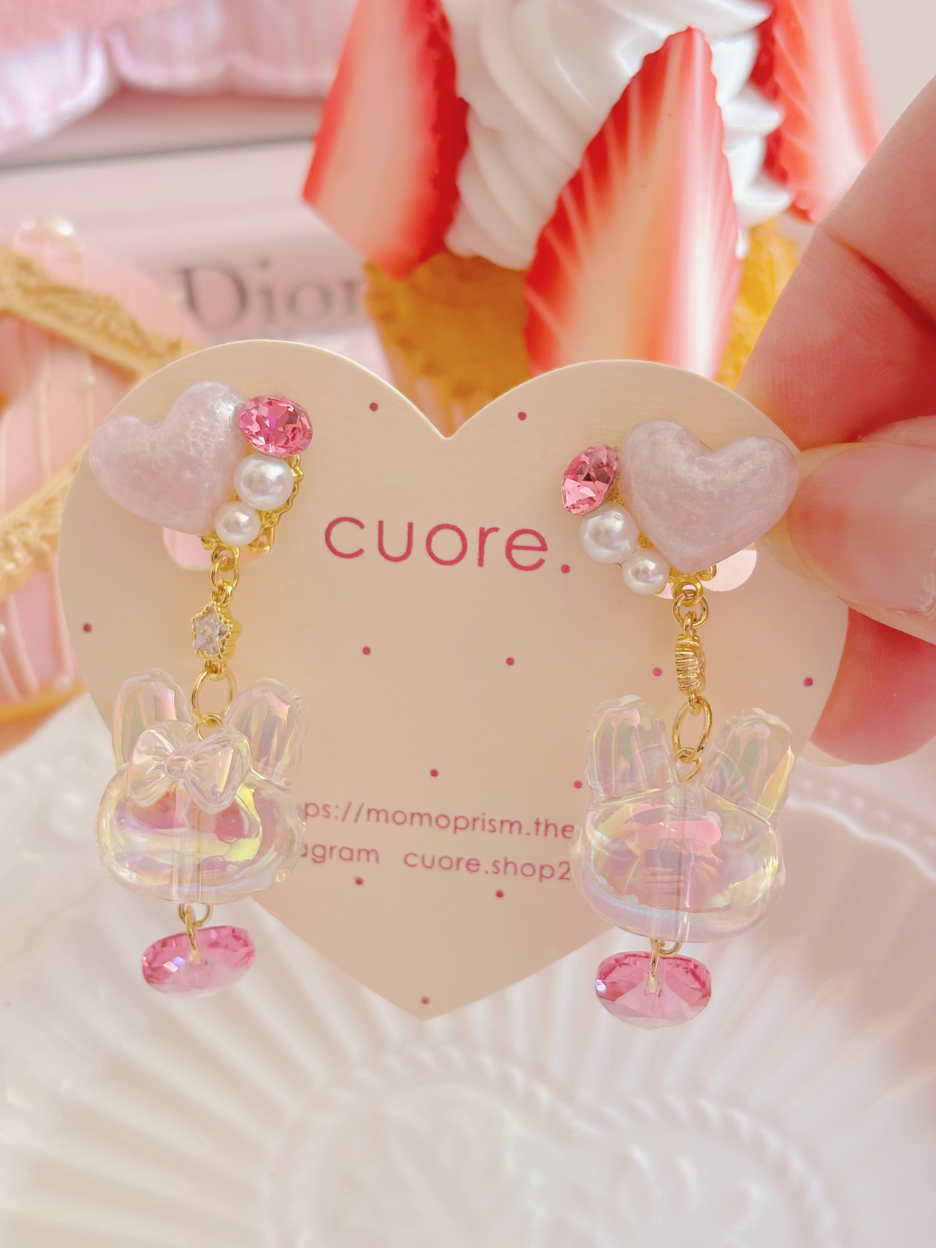 日本手工—小兔心心（耳夾）