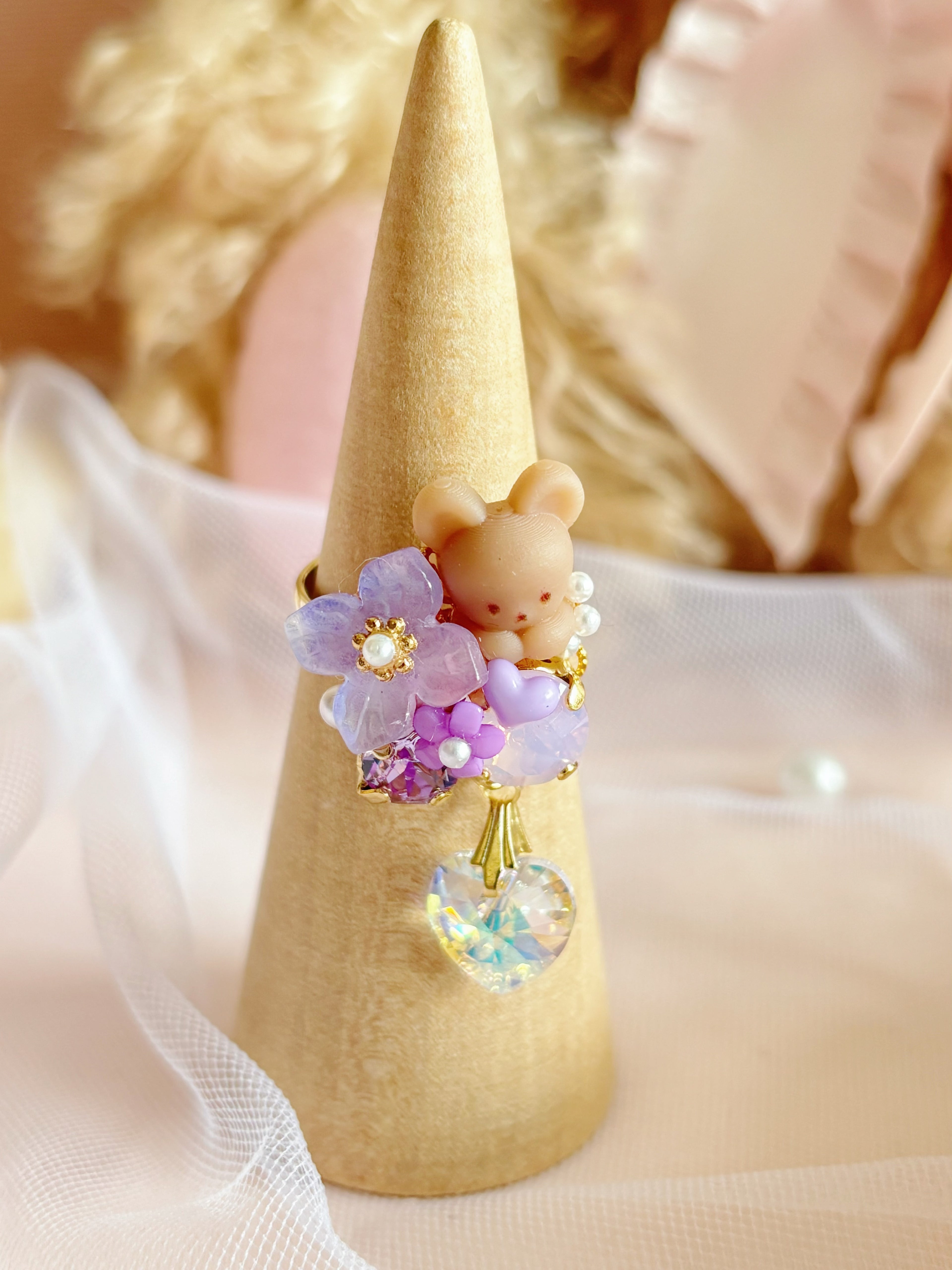 日本手工｜Cuore 小熊花花戒指