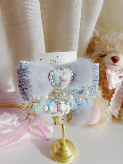 日本手工—限量小貓咪毛毛千鳥格髮夾