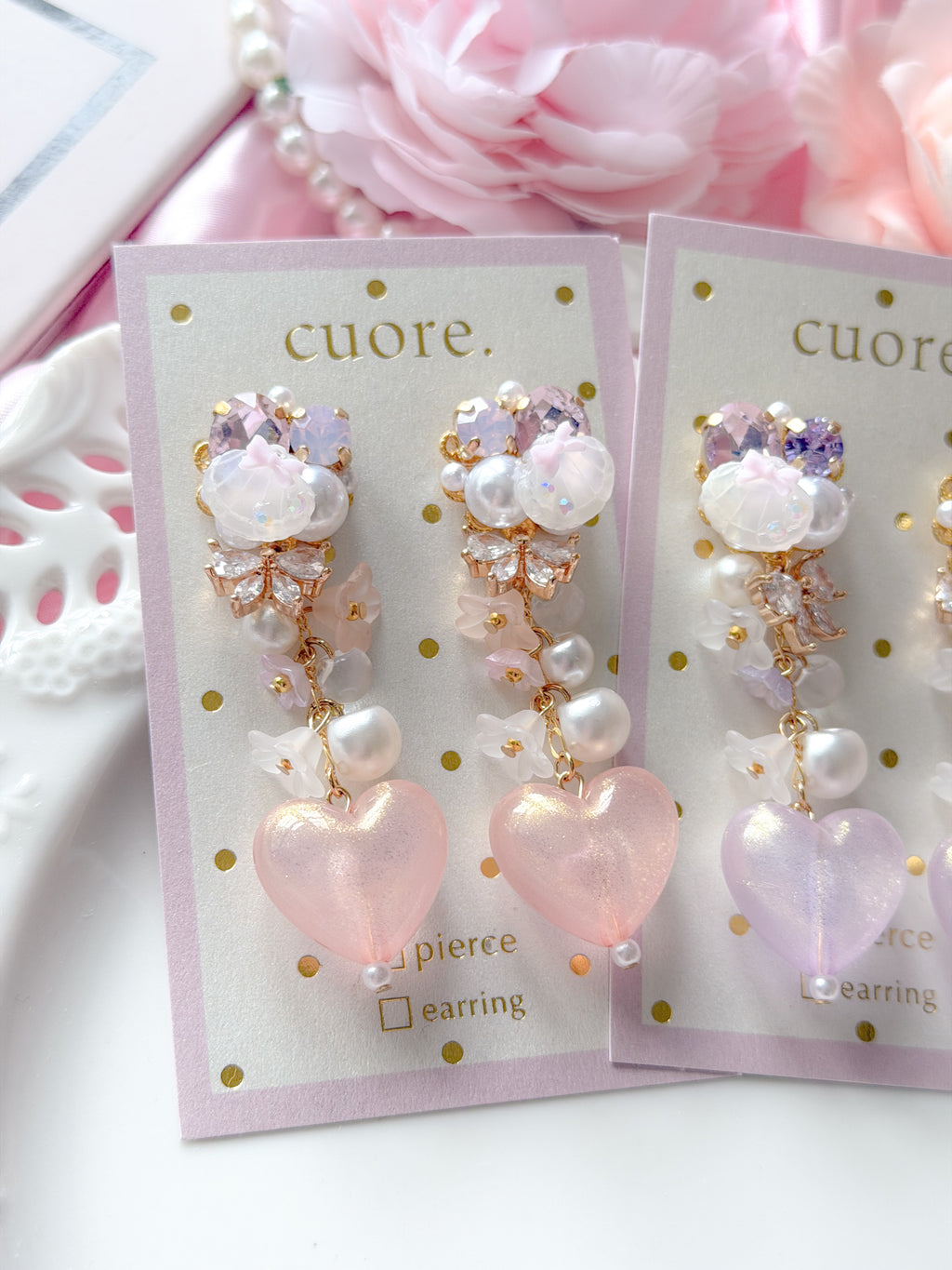 Cuore 獨家｜心心水晶光澤耳環