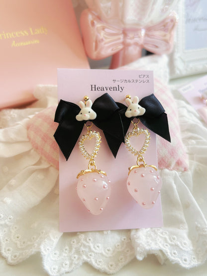 甜美公主小兔高貴蝴蝶結耳環