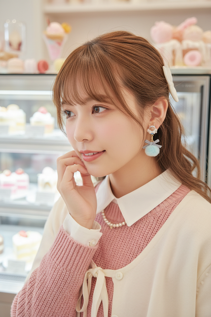 日本手工-熱銷款可愛小兔耳毛茸耳環