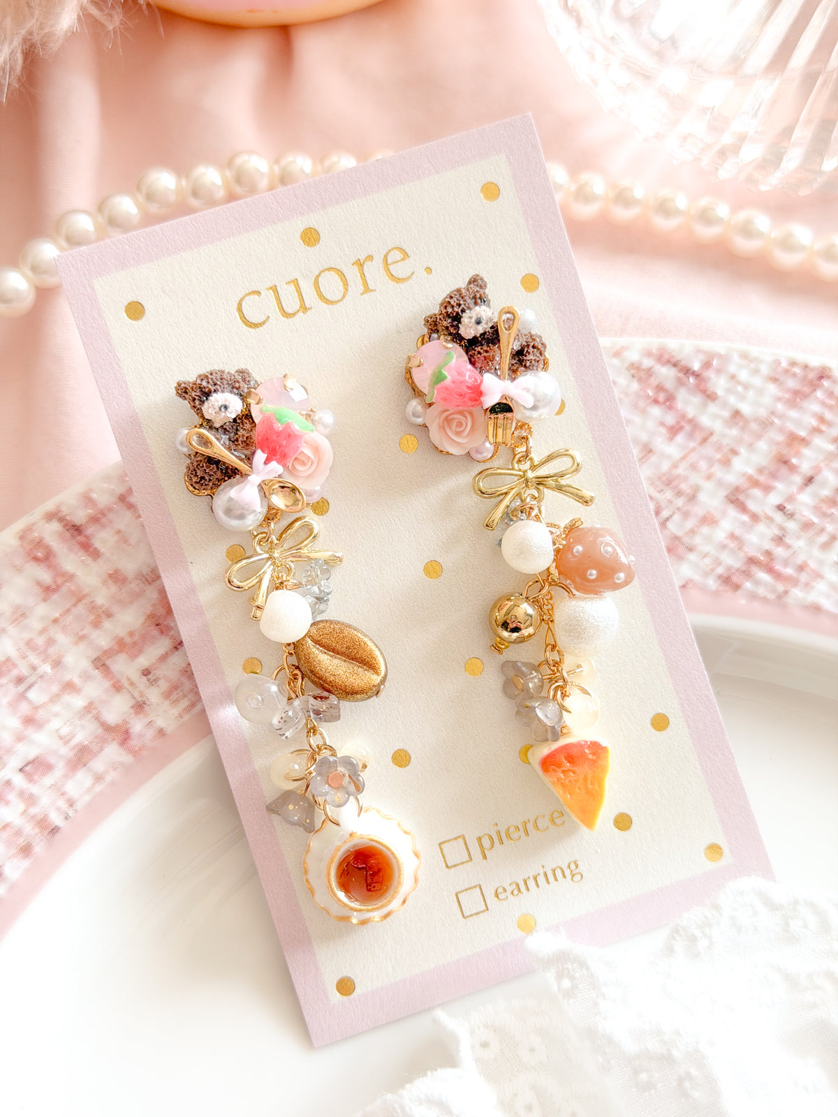 CUORE｜小熊咖啡甜點耳環