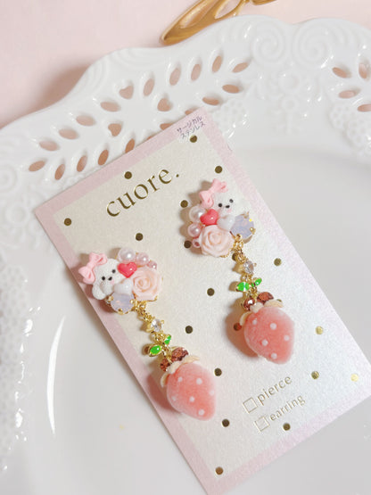 日本手作-可愛毛茸草莓小狗耳夾