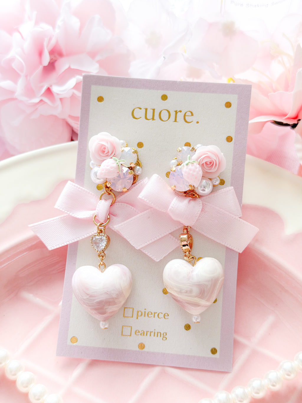 Cuore 獨家｜ 手工暈染蝴蝶結耳環￼