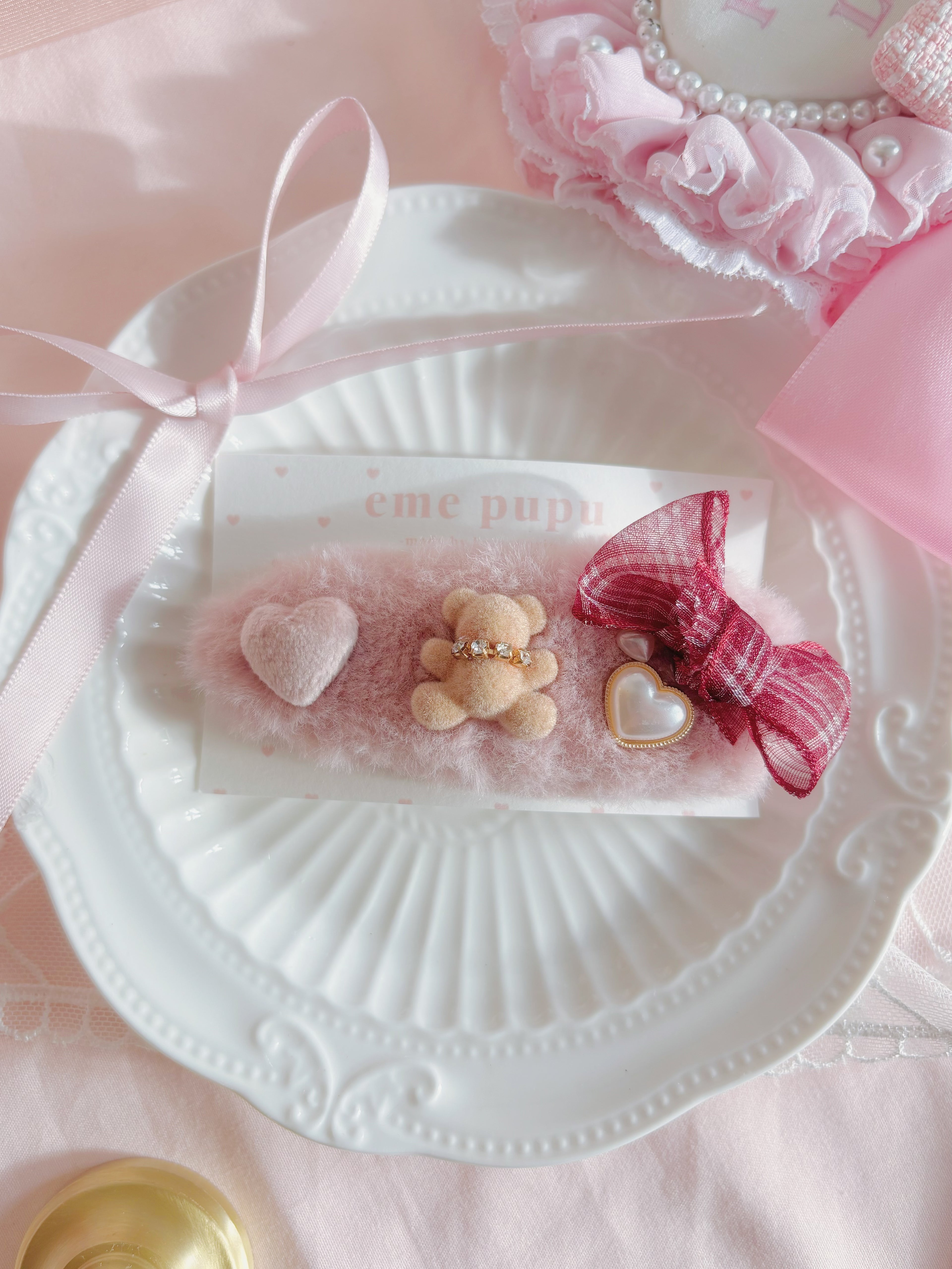 日本手工—可愛小熊毛毛髮夾