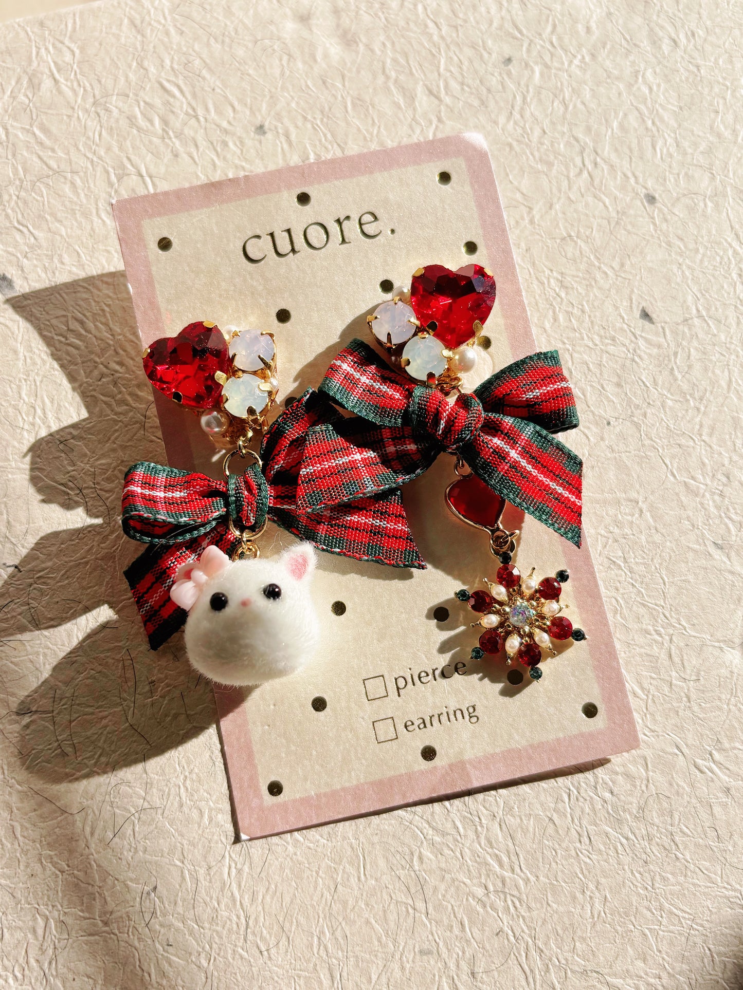 日本手工—聖誕小貓咪耳夾￼