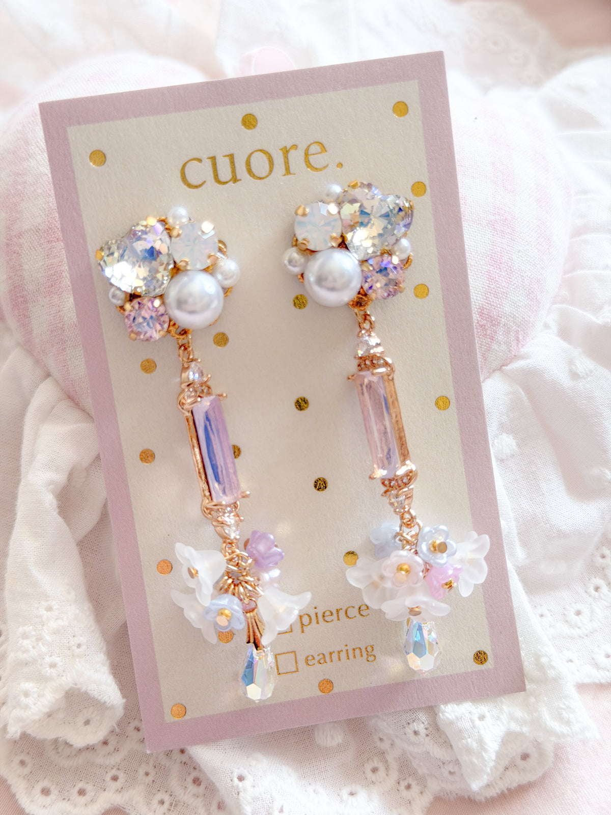 CUORE｜星光公主．珍珠水晶花園耳環