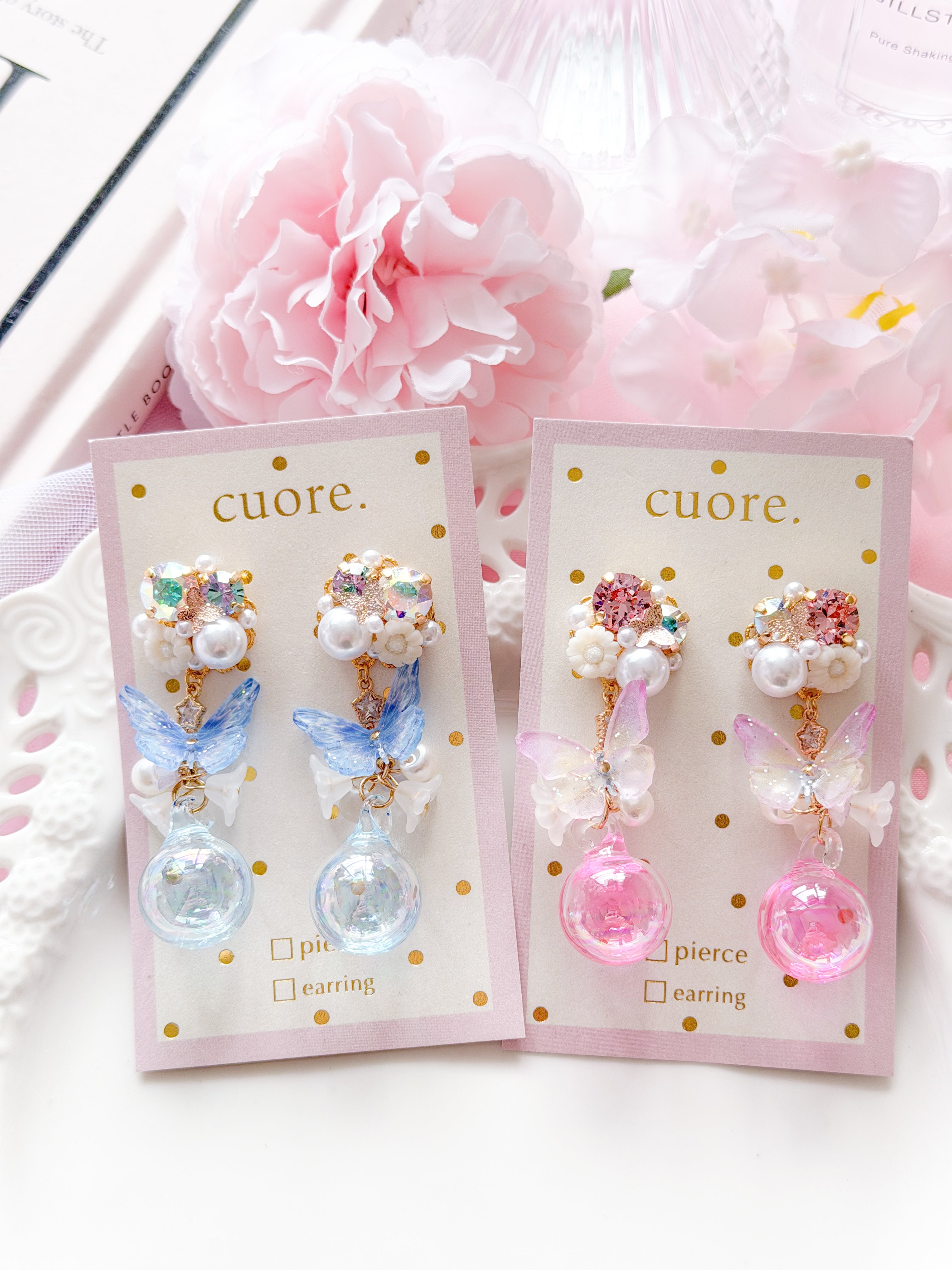 Cuore獨家｜蝴蝶水晶球耳環
