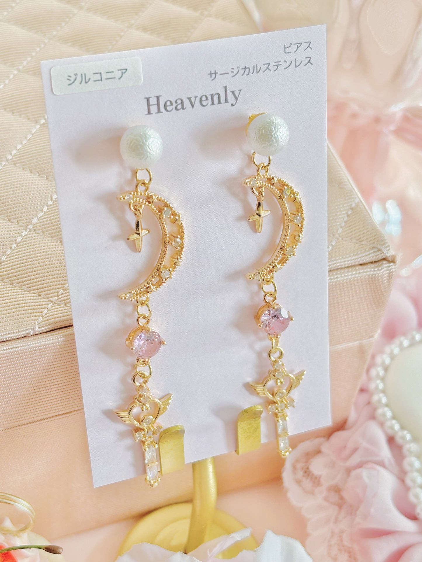 日本手工-半月閃石魔法棒耳環