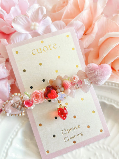 日本手工—草莓比小熊髮夾