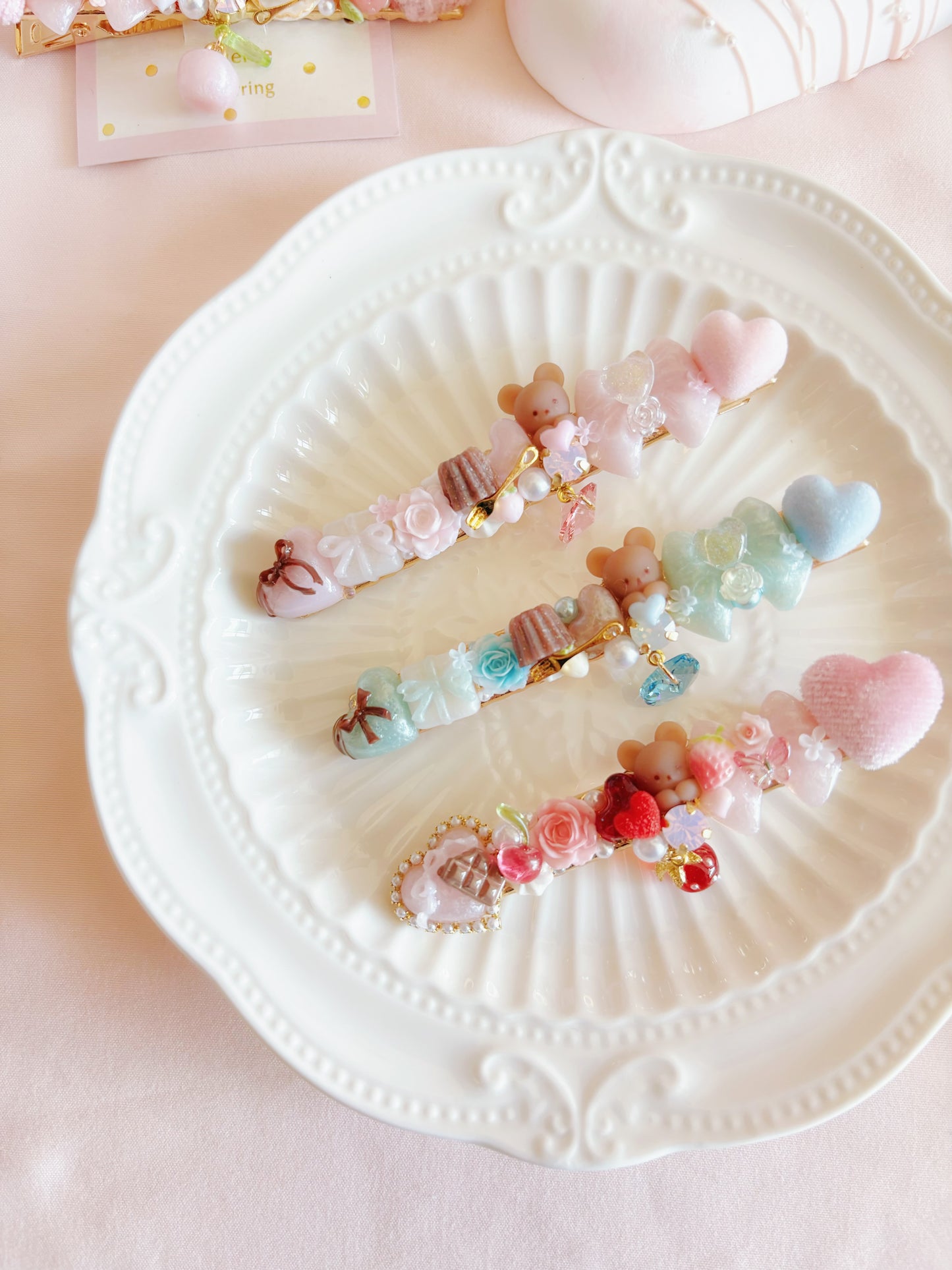 日本手工—草莓比小熊髮夾