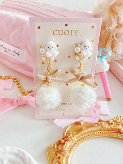 日本手工-超甜可愛富貴小狗耳環