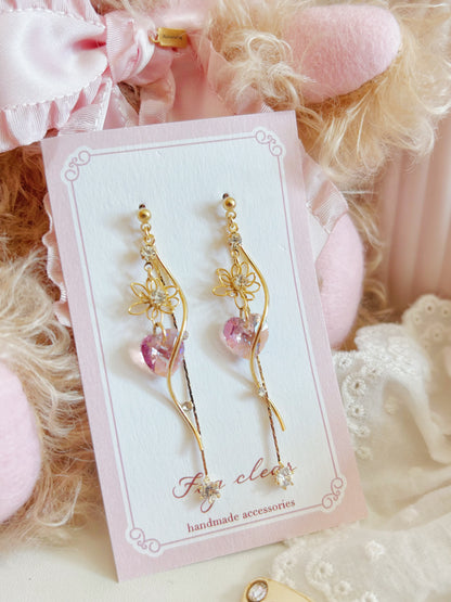 夢幻水晶線條花花耳環