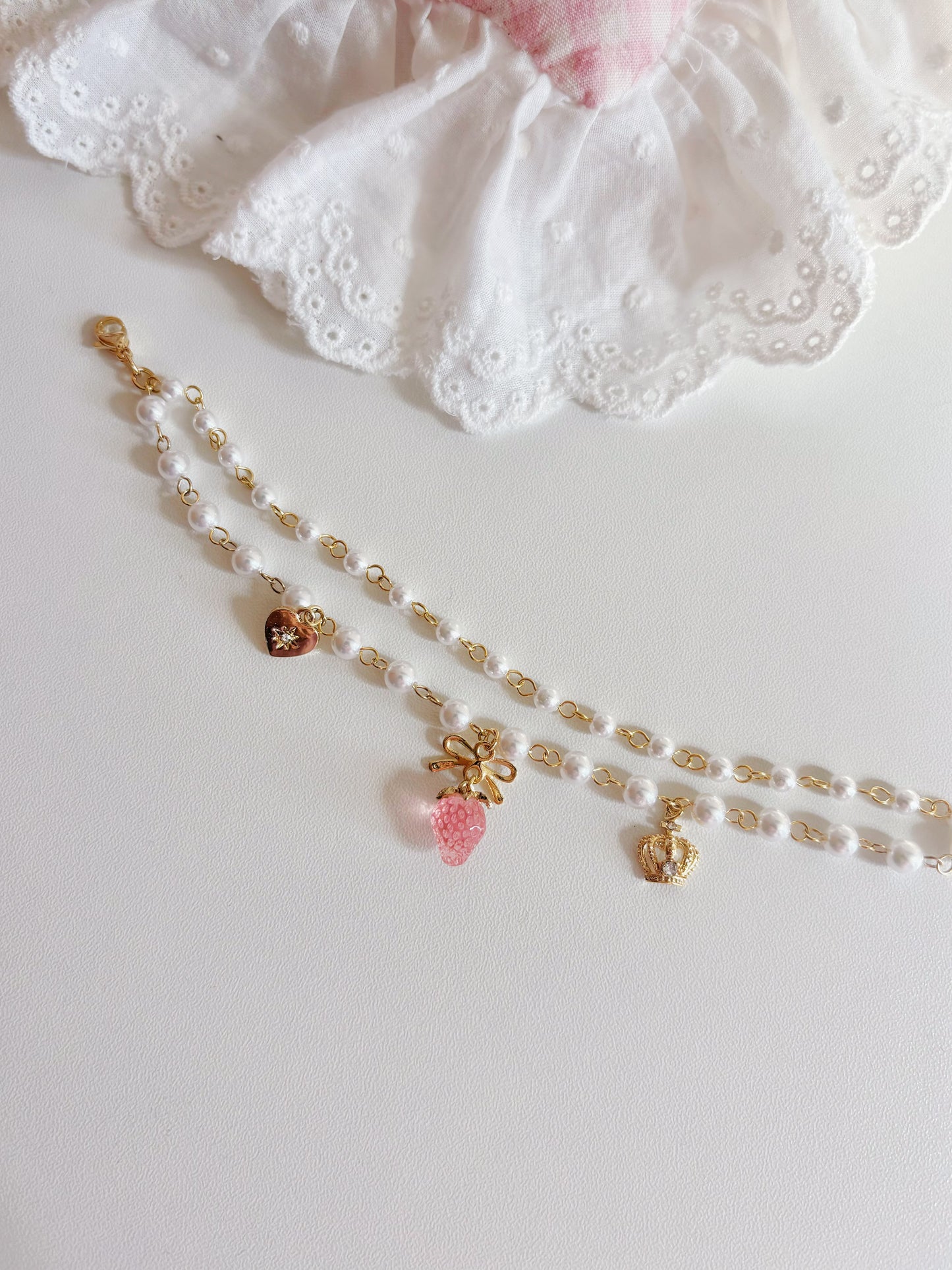 聖誕雪花雙層甜美珍珠手鏈