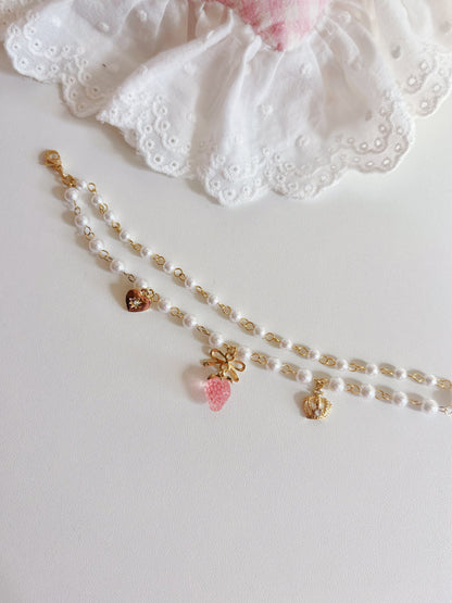聖誕雪花雙層甜美珍珠手鏈
