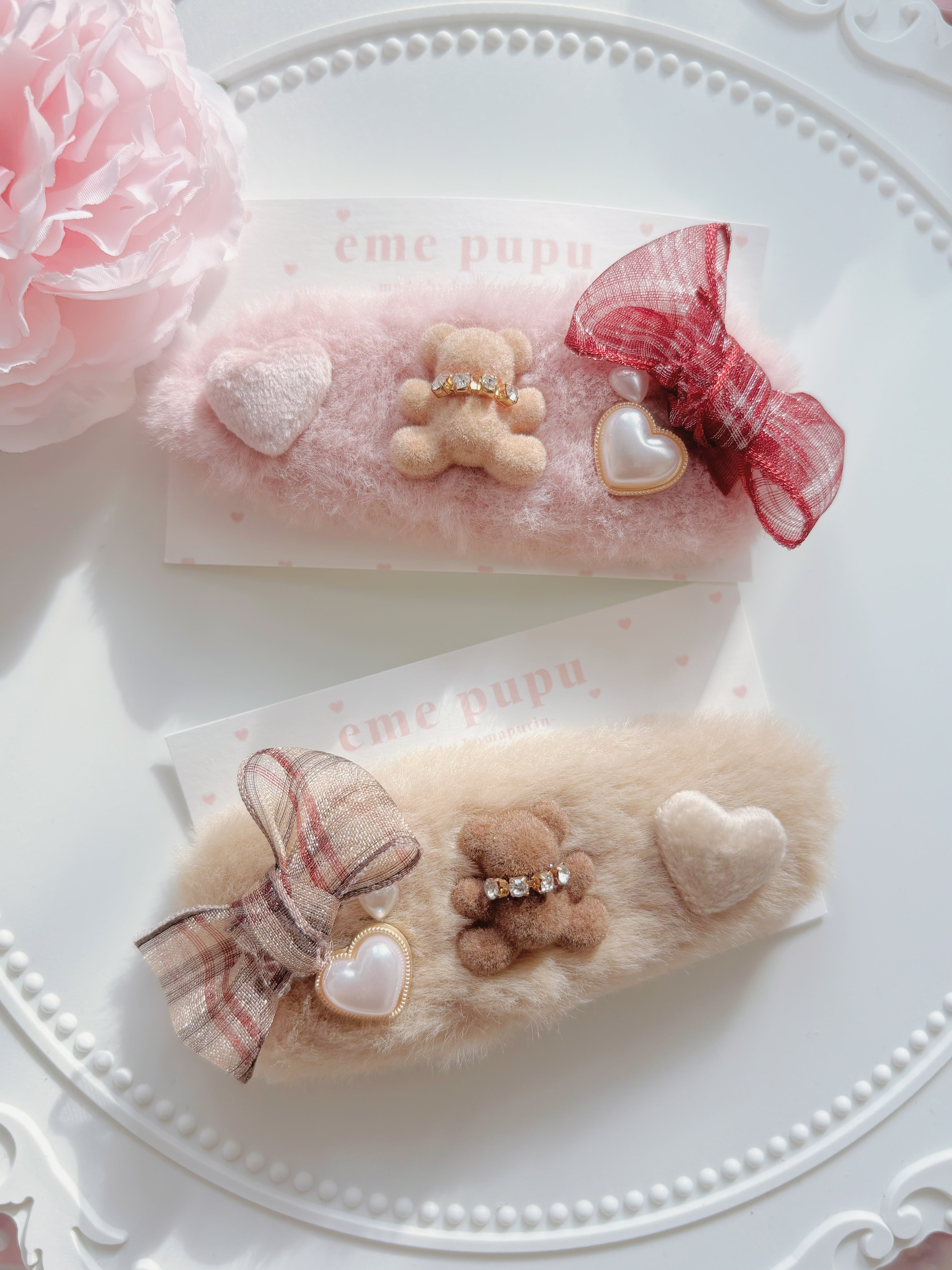 日本手工—可愛小熊毛毛髮夾