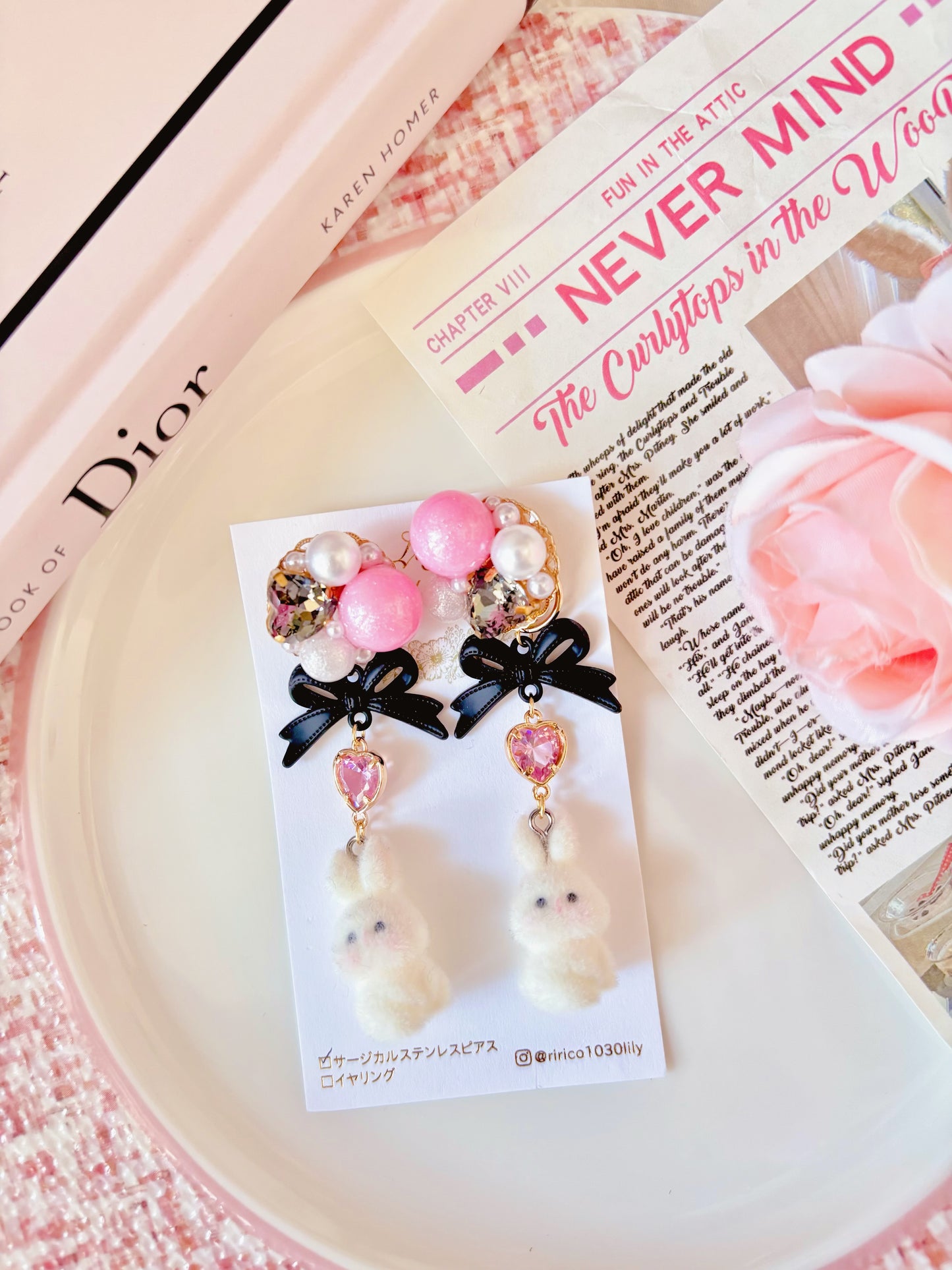 2Way 可愛小兔水晶耳環