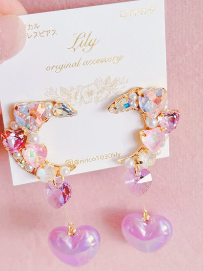 Lily-紫色半月耳環
