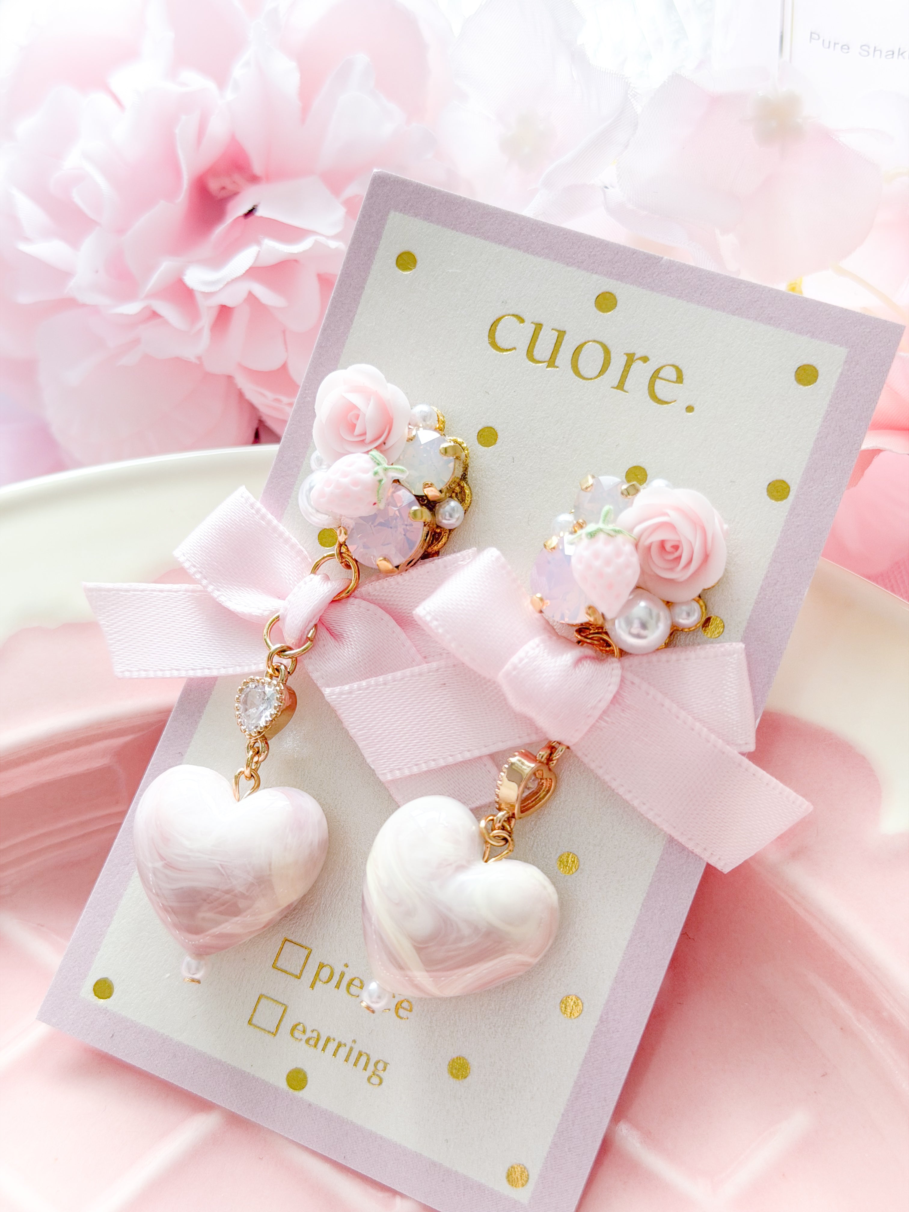 Cuore 獨家｜ 手工暈染蝴蝶結耳環￼