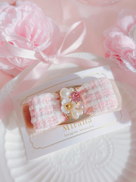 日本手工—雙蝴蝶結水晶髮夾