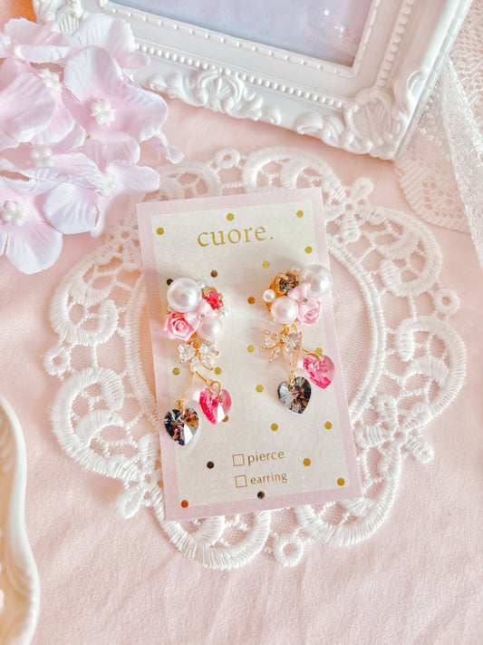 日本手工—Cuore 獨家粉黑水晶耳環