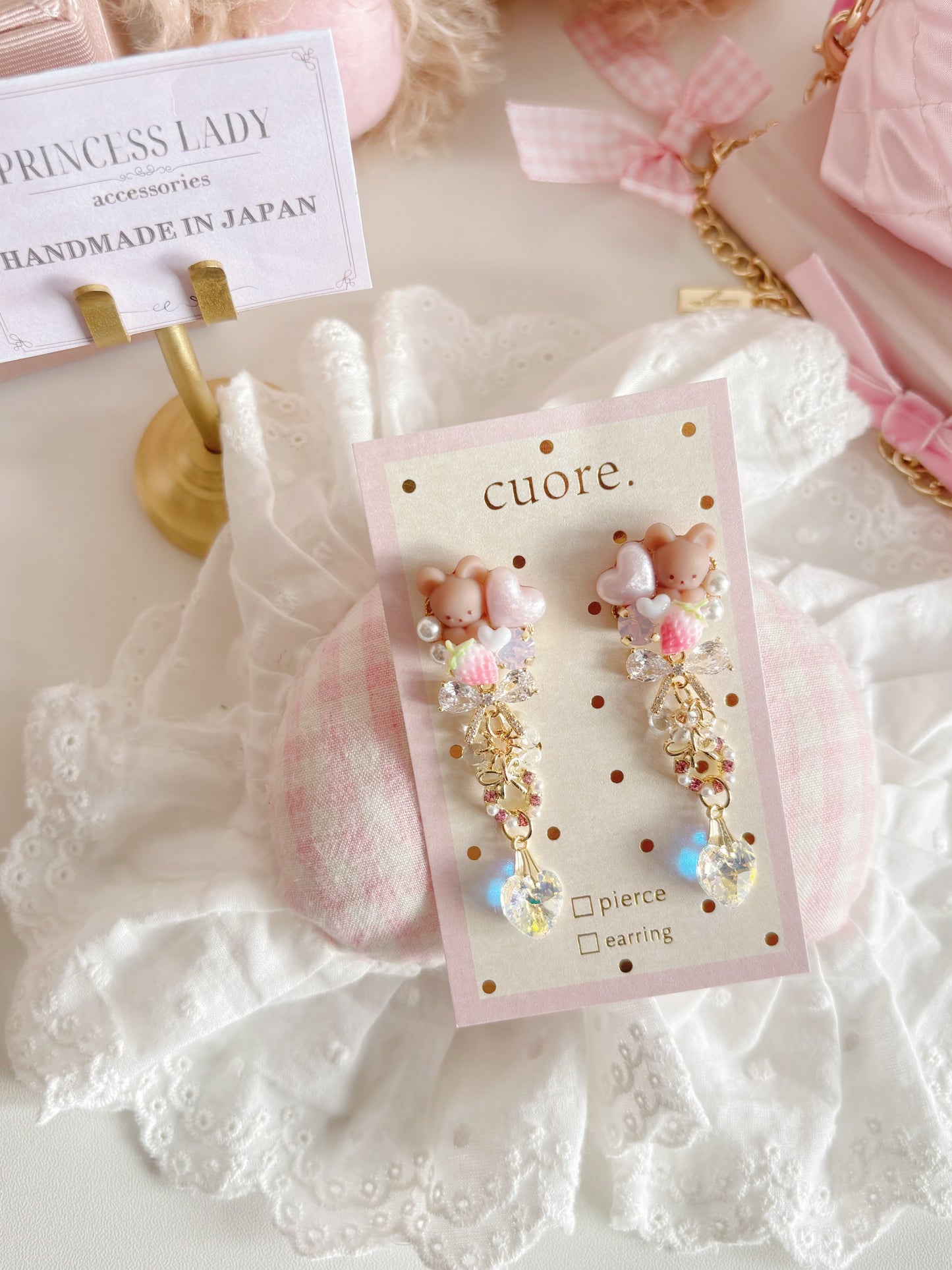 日本手工—香港限定款！小動物造型水晶耳環